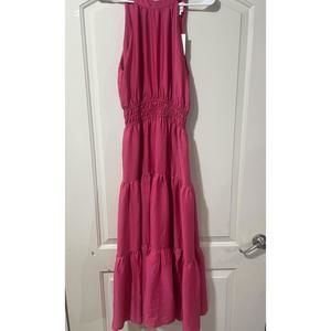 Lost + Wander Pink Women's Usa Small S Mock-neck Gathered Maxi Dress